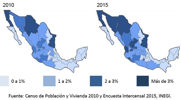 Mapas de densidad de niños retornados nacidos en EUA por estado